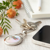 抽象芸術に流れカラフルるヘアアートの女性 キーホルダー (側面)