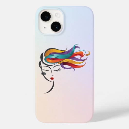 抽象芸術に流れカラフルるヘアアートの女性 Case-Mate iPhoneケース (裏面)