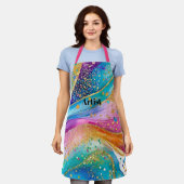 抽象芸術に混色のはっきりしたアーティストのエプロン エプロン (着用した状態)