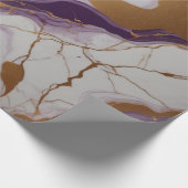 抽象芸術のアクセントを持つ紫色の大理石テクスチャ ラッピングペーパー (角)