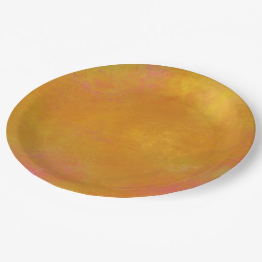 抽象芸術のオレンジ色とピンク色の渦巻き ペーパープレート (アングル)