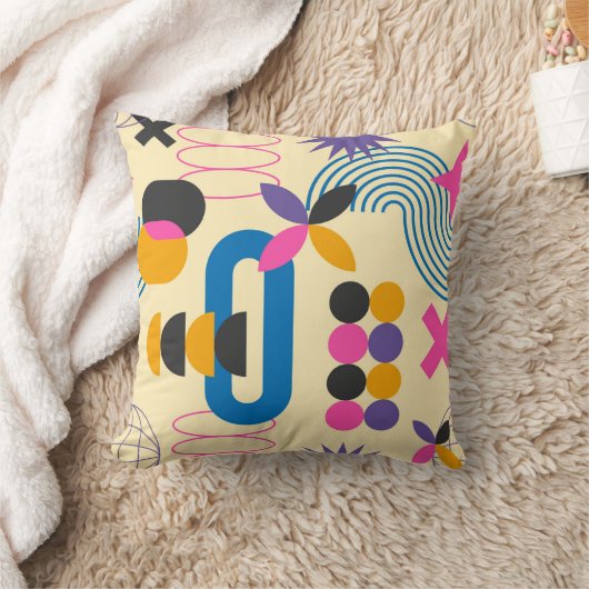 抽象芸術のカラフル美しい幾何学模様 クッション (ブランケット)