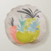 抽象芸術のキャロットパイナップルフルーツ食品 ラウンドクッション (裏面)