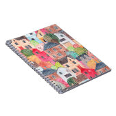 抽象芸術のシームレスなパターンと家。水彩画 ノートブック (右側)