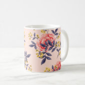 抽象芸術のシームレスなパ葉ターンと コーヒーマグカップ (正面右)