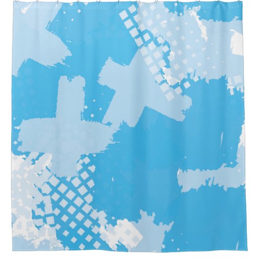 抽象芸術のシームレスなヴィンテージパターン。反復色 シャワーカーテン (正面)