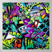 抽象芸術のシームレスな漫画パターン。mで反復 ポスター (正面)