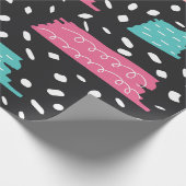 抽象芸術のジオメトリドットとストライプ ラッピングペーパー (角)