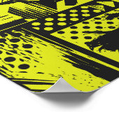 抽象芸術のジオメトリ(黄色と黒のライム) ポスター (角)