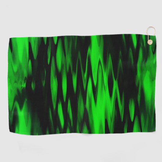 抽象芸術のジグザグの形成黒から緑 ゴルフタオル (横)
