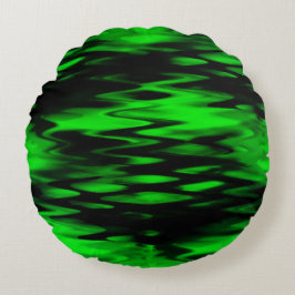 抽象芸術のジグザグの形成黒から緑 ラウンドクッション