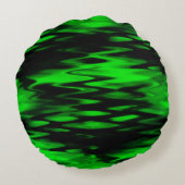 抽象芸術のジグザグの形成黒から緑 ラウンドクッション (裏面)
