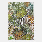 抽象芸術のジャングルカラフル キッチンタオル (縦)