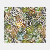 抽象芸術のジャングルカラフル フリースブランケット (正面(横))