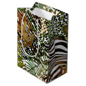 抽象芸術のジャングルカラフル ミディアムペーパーバッグ (裏面アングル)