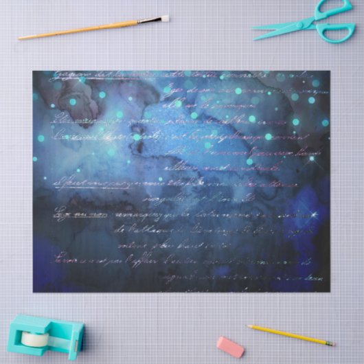 抽象芸術のスクリプト青い緑の水の色の分離 薄葉紙 (クラフト)