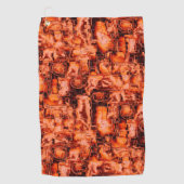 抽象芸術のスケッチで珊瑚色で彫刻されたモザイク ゴルフタオル (正面)