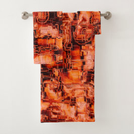 抽象芸術のスケッチで珊瑚色で彫刻されたモザイク バスタオルセット