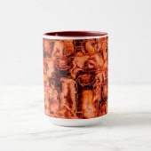 抽象芸術のスケッチで珊瑚色で彫刻されたモザイク マグカップ (中央)