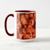 抽象芸術のスケッチで珊瑚色で彫刻されたモザイク マグカップ (左)