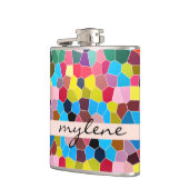 抽象芸術のステンドグラスの鮮やかな虹キャンデーのモザイク フラスク (左)