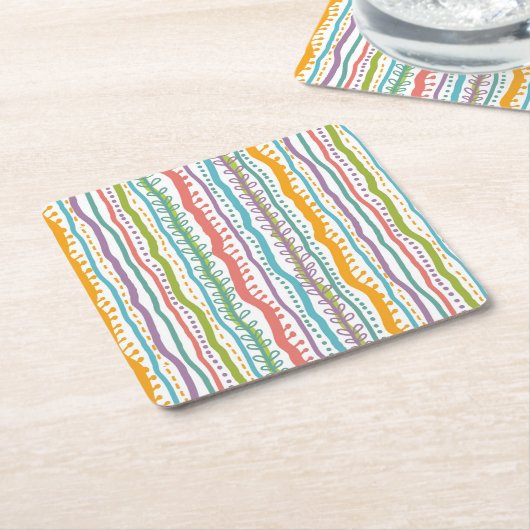 抽象芸術のストライプの垂直パターン スクエアペーパーコースター (アングル)