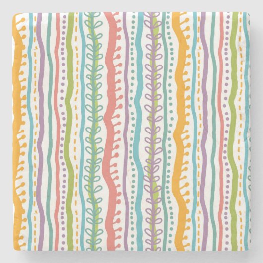 抽象芸術のストライプの垂直パターン ストーンコースター (正面)