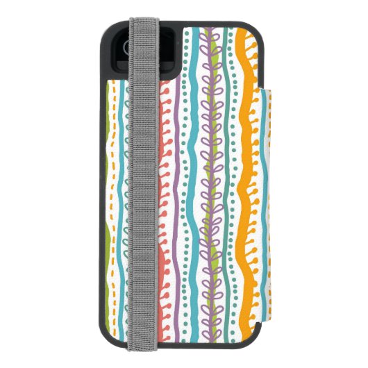 抽象芸術のストライプの垂直パターン INCIPIO iPhoneウォレットケース (フォリオ裏面)