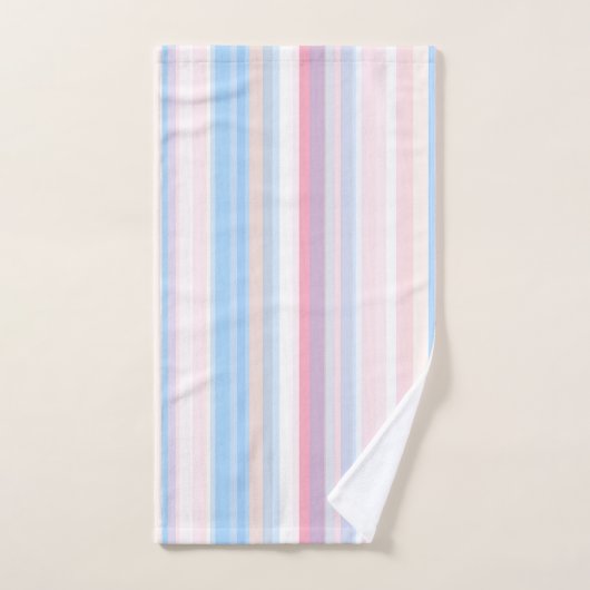 抽象芸術のストライプソフトカラーの縦の色 バスタオルセット (ハンドタオル)