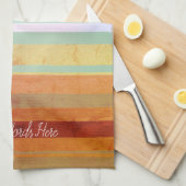 抽象芸術のストライプ横の文字と単語 キッチンタオル (四つ折り)