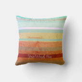 抽象芸術のストライプ横の文字と単語 クッション (裏面)