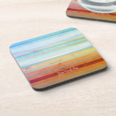 抽象芸術のストライプ横の文字と単語 コースター (左側)