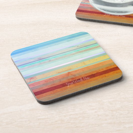抽象芸術のストライプ横の文字と単語 コースター (左側)