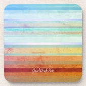 抽象芸術のストライプ横の文字と単語 コースター (正面)