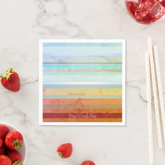 抽象芸術のストライプ横の文字と単語 スタンダードカクテルナプキン (インサイチュ)