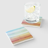 抽象芸術のストライプ横の文字と単語 ストーンコースター (横)