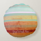 抽象芸術のストライプ横の文字と単語 ラウンドクッション (裏面)