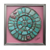 抽象芸術のターコイズとピンクの石 タイル (正面)