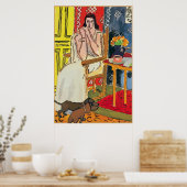 抽象芸術のダックスフントが床に ポスター (キッチン)