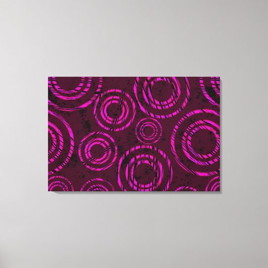 抽象芸術のネオンピンクのサークル キャンバスプリント (正面)