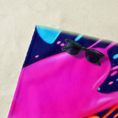 抽象芸術のネオンブラシストロークスプラッシュアート ビーチタオル (インサイチュ)