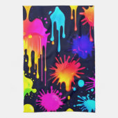 抽象芸術のネオン絵を描ドリップアートワーク キッチンタオル (縦)