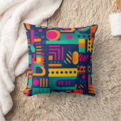 抽象芸術のネオン色と幾何学的なボヘミアの形 クッション (ブランケット)