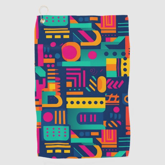 抽象芸術のネオン色と幾何学的なボヘミアの形 ゴルフタオル (正面)