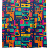 抽象芸術のネオン色と幾何学的なボヘミアの形 シャワーカーテン (正面)