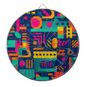 抽象芸術のネオン色と幾何学的なボヘミアの形 ダーツボード (正面)