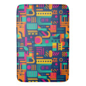 抽象芸術のネオン色と幾何学的なボヘミアの形 バスマット (正面縦)