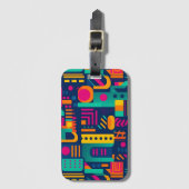 抽象芸術のネオン色と幾何学的なボヘミアの形 ラゲッジタグ (正面縦)