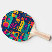 抽象芸術のネオン色と幾何学的なボヘミアの形 卓球ラケット (横)