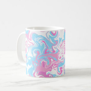 抽象芸術のピンク、青、白の渦巻き コーヒーマグカップ